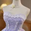 Sexy Lavande En Dentelle Fleur Appliques Courte Robe De Fête 2025 Bustier Sans Manches Dos Nu Soirée Robe De Ceremonie