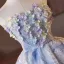 Charming Sexy Sky Blue Beading Pearl Sequins Appliques Short Party Dresses 2025 Ball Gown Strapless Sleeveless Backless Cocktail Party Evening Party
