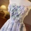 Märchen Himmelblau Perlenstickerei Applikationen Perle Pailletten Ballkleider 2025 Ballkleid Bandeau Ärmellos Rückenfreies Lange Ball Festliche Kleider