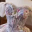 Sexy Lavender Appliques Beading Lace Flower Pearl Sequins Short Party Dresses 2025 Ball Gown Off-The-Shoulder Short Sleeve Backless Cocktail Party