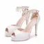 Modern / Fashion White Wedding Shoes 2018 Pearl Rhinestone Tassel 11 cm Stiletto Heels Open / Peep Toe Wedding High Heels