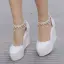 Modern / Fashion White Casual Womens Shoes 2018 Pearl Rhinestone Tassel Platform 11 cm Wedges Round Toe
