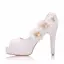 Elegant White Wedding Shoes 2018 Appliques Rhinestone Pearl 11 cm Stiletto Heels Open / Peep Toe Wedding High Heels
