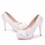 Chic / Beautiful White Wedding Shoes 2018 Lace Pearl Rhinestone 11 cm Stiletto Heels Round Toe Wedding Pumps