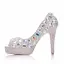 Amazing / Unique Silver Wedding Shoes 2018 Crystal 11 cm Stiletto Heels Open / Peep Toe Wedding High Heels