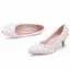 Chic / Beautiful White Wedding Shoes 2018 Lace Flower Rhinestone 5 cm Stiletto Heels Pointed Toe Wedding Pumps