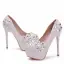 Mote Hvit Brudesko 2018 Blonder Krystall 14 cm Stiletthæler Rund Tå Bryllup Pumps