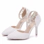 Charmant Blanche Chaussure De Mariée 2018 Perle Faux Diamant Gland 9 cm Talons Aiguilles Bride Cheville À Bout Pointu Mariage Talons Hauts
