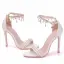 Charmant Weiß Brautschuhe 2018 Perle Strass Quaste Knöchelriemen 11 cm Stilettos Peeptoes Hochzeit Hochhackige