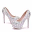 Sparkly Sølv Brudesko 2018 Krystall Rhinestone 14 cm Stiletthæler Rund Tå Bryllup Pumps