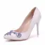 Snygga / Fina Vita Brudskor 2018 Rhinestone 9 cm Stilettklackar Spetsiga Bröllop Pumps