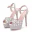 Sparkly Silver Wedding Shoes 2018 Crystal Rhinestone Ankle Strap 14 cm Stiletto Heels Open / Peep Toe Wedding High Heels