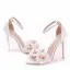 Schöne Weiß Brautschuhe 2018 Applikationen Strass Knöchelriemen 11 cm Stilettos Peeptoes Hochzeit Hochhackige