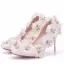 Elegant White Wedding Shoes 2018 Appliques Rhinestone 9 cm Stiletto Heels Pointed Toe Wedding Pumps