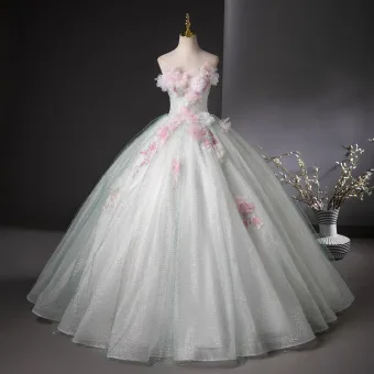 Bling Bling Verde Lima Rebordear Lentejuelas Perla Con Encaje Flor Apliques Vestidos De Gala 2025 Ball Gown Sin Tirantes Sin Mangas Sin Espalda Largos Gala