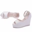 Mote Hvit Casual Kilehæl Damesko 2018 Perle Rhinestone Dusk Ankelstropp Peep Toe