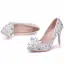 Błyszczące Srebrny Buty Ślubne 2018 Kryształ Rhinestone 9 cm Szpilki Okrągłe Toe Ślub Czółenka