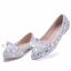 Glittrande Silver Brudskor 2018 Kristall Rhinestone Spetsiga Platt