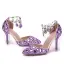 Charmant Lila Brautschuhe 2018 Kristall Knöchelriemen 9 cm Stilettos Spitzschuh Hochzeit Hochhackige