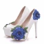 Fine Hvit Brudesko 2018 Appliques Blonder 14 cm Stiletthæler Rund Tå Bryllup Pumps