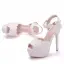 Moderne / Mode Blanche Chaussure De Mariée 2018 En Dentelle Fleur Perle Bride Cheville 14 cm Talons Aiguilles Peep Toes / Bout Ouvert Mariage Talons Hauts
