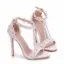 Charmant Blanche Chaussure De Mariée 2018 T-Strap En Dentelle Fleur Perle Faux Diamant Bride Cheville 11 cm Talons Aiguilles Peep Toes / Bout Ouvert Mariage Talons Hauts