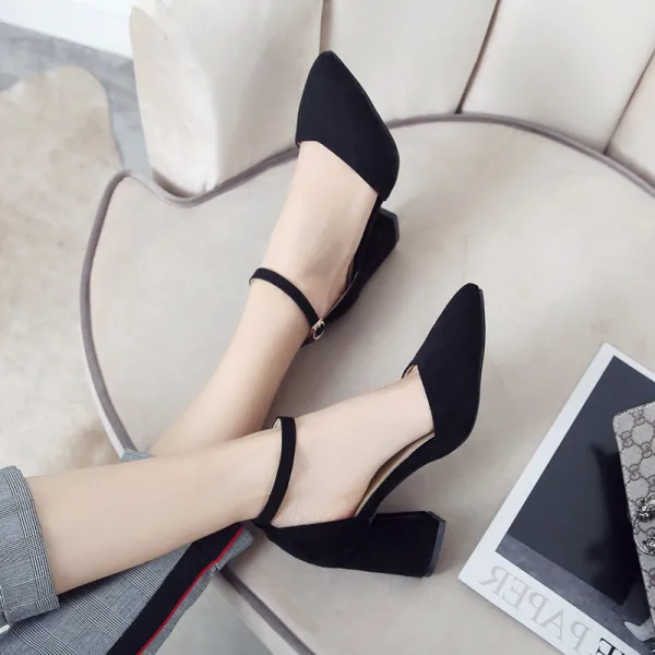Simple Rougissant Rose Vêtement de rue Daim Sandales Femme 2021 Bride Cheville 8 cm Talons Aiguilles À Bout Pointu Sandales Talons Hauts