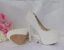 Chic / Beautiful White Wedding Shoes 2018 Lace Flower Pearl 14 cm Stiletto Heels Round Toe Pumps