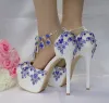 Encantador Azul Real Zapatos de novia 2018 Crystal Rhinestone 14 cm Stilettos / Tacones De Aguja Punta Redonda Boda High Heels