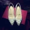 Chic / Beautiful White Casual Womens Shoes 2018 Rivet Pointed Toe Flat
