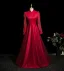 Vintage / Retro Burgundy Lace Flower Prom Dresses 2025 High Neck Long Sleeve Floor-Length / Long Prom Formal Dresses A-Line / Princess