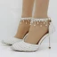 Sparkly White Wedding Shoes 2018 Pearl Rhinestone Ankle Strap 6 cm Stiletto Heels Pointed Toe Wedding High Heels