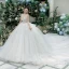 Luxury / Gorgeous High-end White Wedding Dresses 2021 Ball Gown Spaghetti Straps Sequins Sleeveless Backless Royal Train Wedding