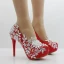 Chic / Beautiful Red Wedding Shoes 2018 Appliques Lace Pearl Rhinestone 14 cm Stiletto Heels Round Toe Wedding Pumps