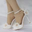 Modern / Fashion White Wedding Shoes 2018 Appliques Rhinestone Ankle Strap 8 cm Stiletto Heels Open / Peep Toe Wedding High Heels