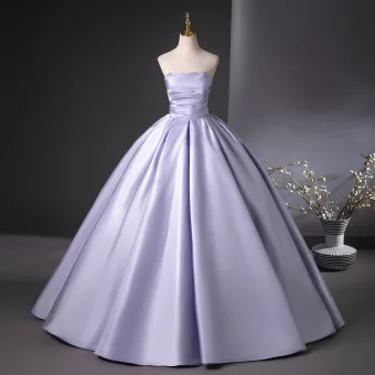 Charmant Lavande Robe Boule Robe De Bal 2025 Bustier Sans Manches Dos Nu Longue Promo Robe De Ceremonie