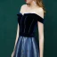 Sexy Bleu Marine Robe De Soirée 2019 Princesse Daim Étoile De l'épaule Dos Nu Manches Courtes Train De Balayage Robe De Ceremonie