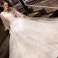 Modern / Fashion Champagne Evening Dresses  2019 A-Line / Princess Appliques Scoop Neck Backless Court Train Formal Dresses