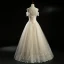 Chic / Belle Champagne Robe De Mariée 2018 Princesse Perlage Paillettes Dos Nu Encolure Dégagée Sans Manches Longue Mariage