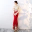 Chic / Beautiful Red With Shawl Evening Dresses  2019 Trumpet / Mermaid Beading Rhinestone Lace Flower Scoop Neck Sleeveless Ankle Length Formal Dresses