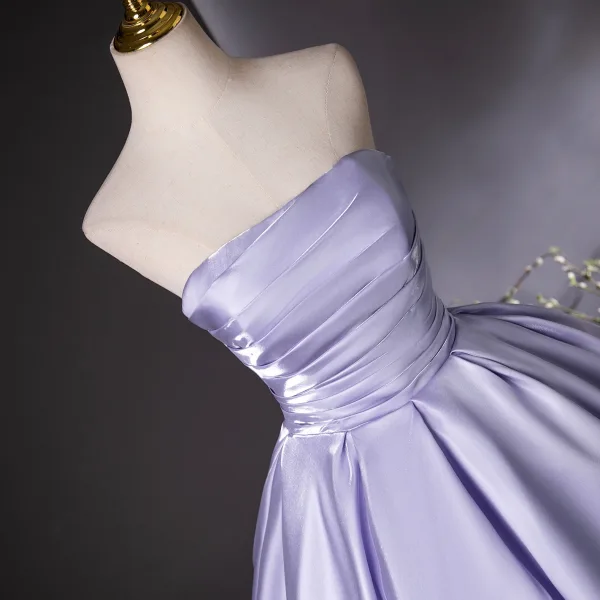 Charming Lavender Ball Gown Prom Dresses 2025 Strapless Sleeveless Backless Floor-Length / Long Prom Formal Dresses