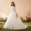 Élégant Ivoire Robe De Mariée 2018 Robe Boule Dentelle Encolure Dégagée Dos Nu Manches Longues Chapel Train Mariage