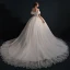 Modest / Simple High-end Ivory Ball Gown Satin Wedding Dresses 2021 Off-The-Shoulder Short Sleeve Backless Royal Train Wedding