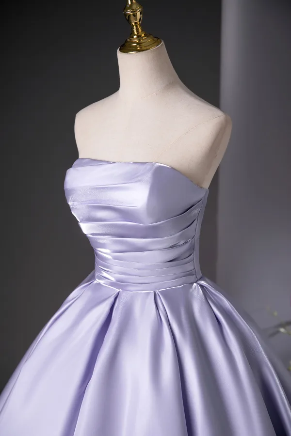 Charming Lavender Ball Gown Prom Dresses 2025 Strapless Sleeveless Backless Floor-Length / Long Prom Formal Dresses