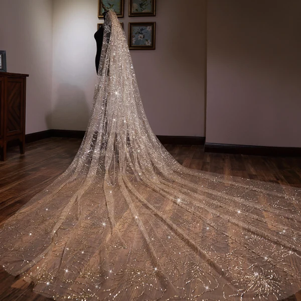 Scintillantes Doré Glitter Voile De Mariée 2019