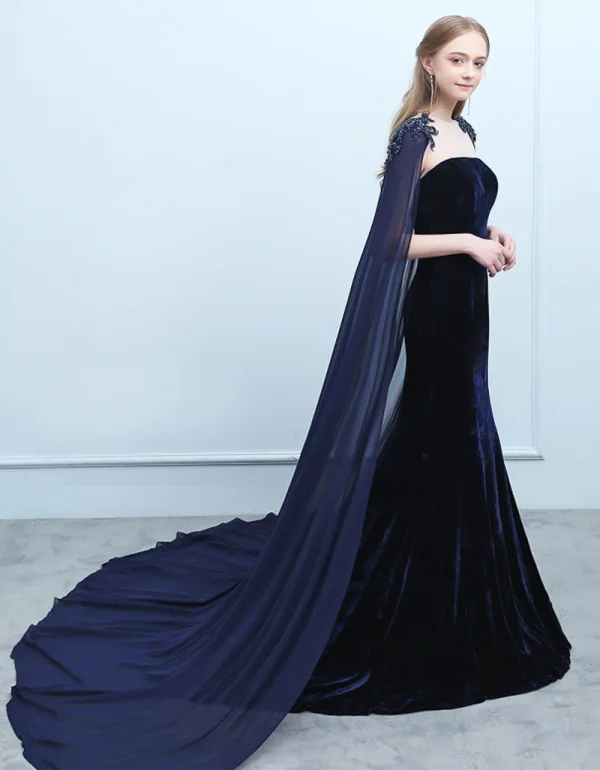 Modern / Fashion Navy Blue Evening Dresses  2019 Trumpet / Mermaid Suede Beading Sequins Scoop Neck Sleeveless Watteau Train Formal Dresses