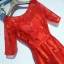 Chic / Beautiful Red Formal Dresses Evening Dresses  2017 Lace Flower Sequins Scoop Neck 1/2 Sleeves Ankle Length A-Line / Princess