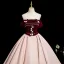 Elegant Burgundy Appliques Prom Dresses 2025 Ball Gown Off-The-Shoulder Sleeveless Backless Floor-Length / Long Prom Formal Dresses