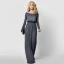 Modest / Simple Casual Maxi Dresses 2019 Pleated Square Neckline Long Sleeve Floor-Length / Long Womens Clothing