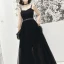 Modern / Fashion Black Evening Dresses  2019 A-Line / Princess Spaghetti Straps Sleeveless Backless Floor-Length / Long Formal Dresses